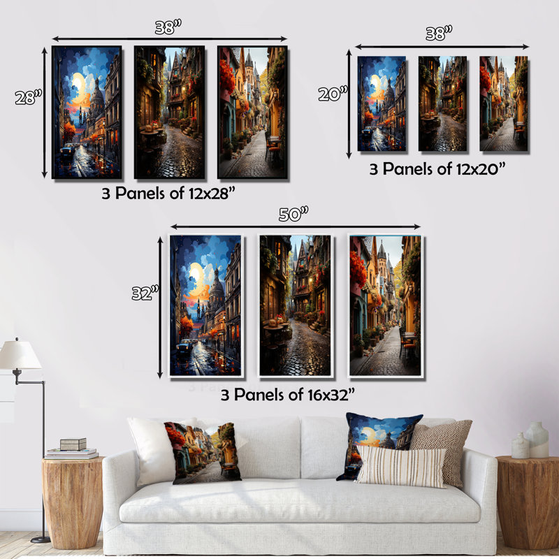 Allemagne, Dresde, ville baroque - ensemble de 3 reproductions, Encadré naturel, H 28 po x l 36 po