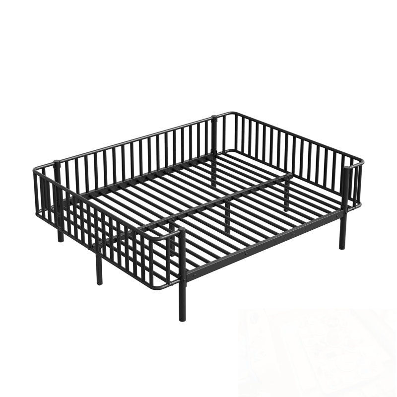 Full Size Metal Brunelle with headboard and footabord, Black, Full