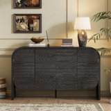 Wood Console Table with  Adjustable Shelves, Curvy Edge