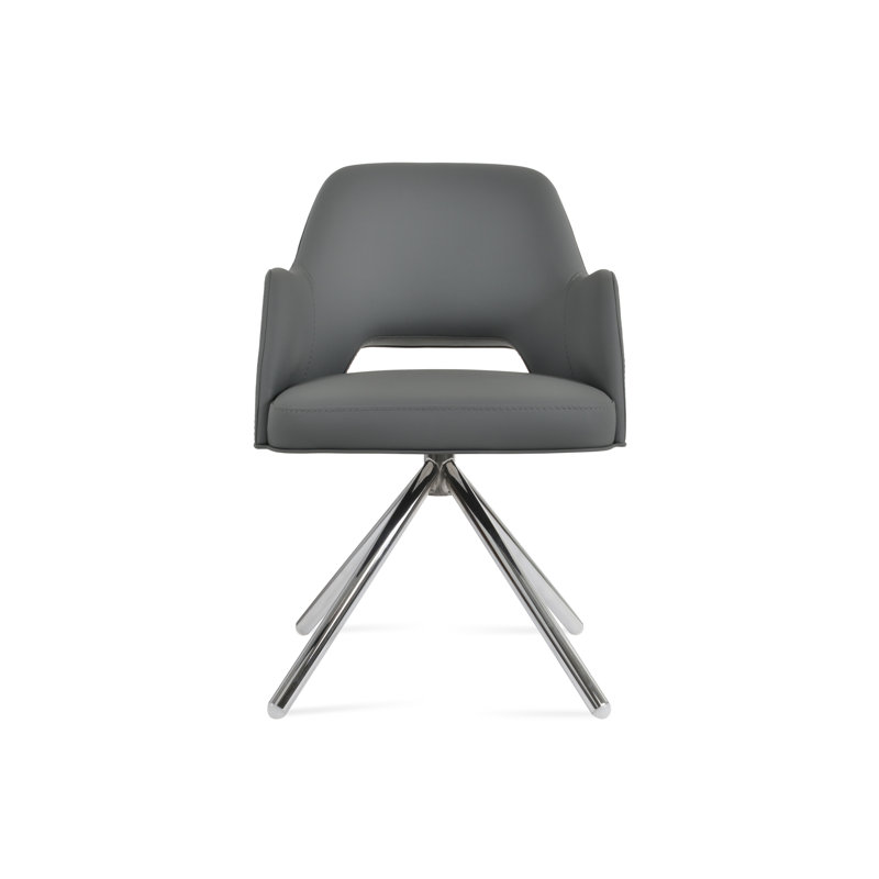 Marash Stick Swivel Arm Chair, Chrome, Dark Gray