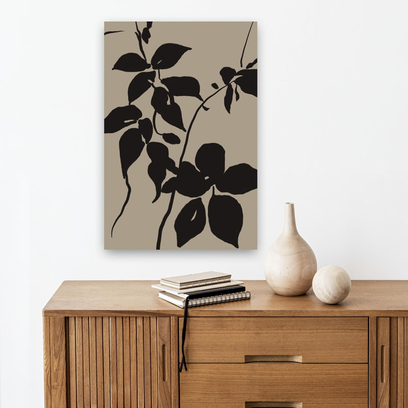 Black Botanical Silhouettes Abstract Modern Organic Nature Plant Wall Art Print by Little Dean - Wrapped Canvas Print