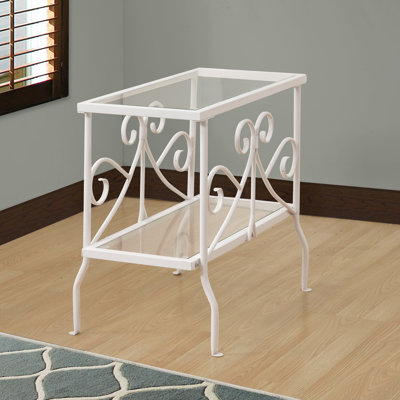 Daril Accent Table Side, End, Nightstand, Lamp, Living Room, Bedroom, Metal, Tempered Glass