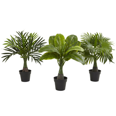 Areca Fountain and Banana Palm Artificial Plant Set