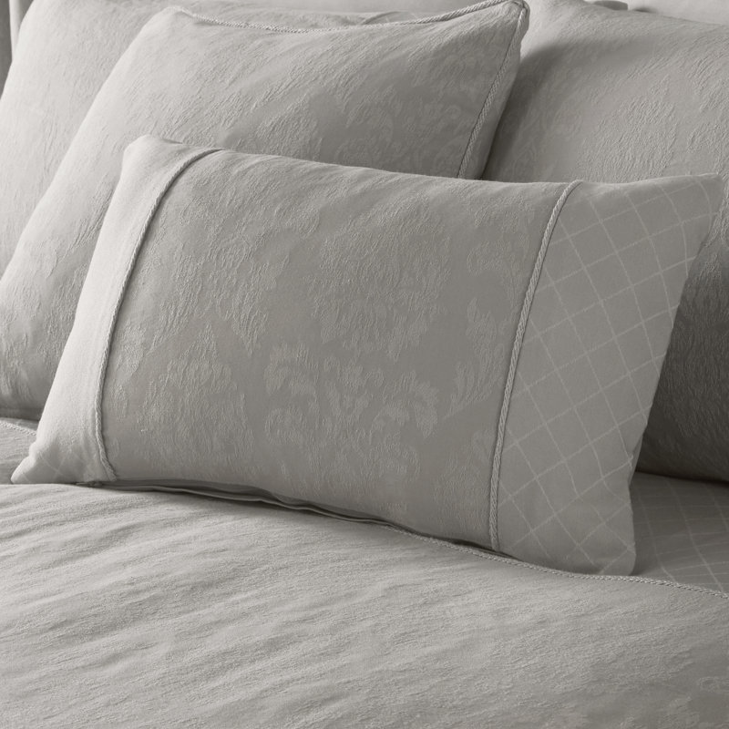 Thuan Damask Rectangular Lumbar Cushion Cover, Silver