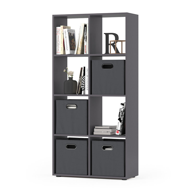 Bhaven 143 cm H x 72 cm W Bookcase, Grey