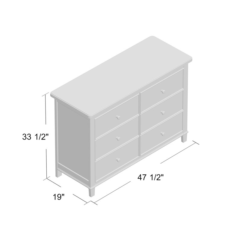 Haven 6 Drawer Double Dresser, Gray