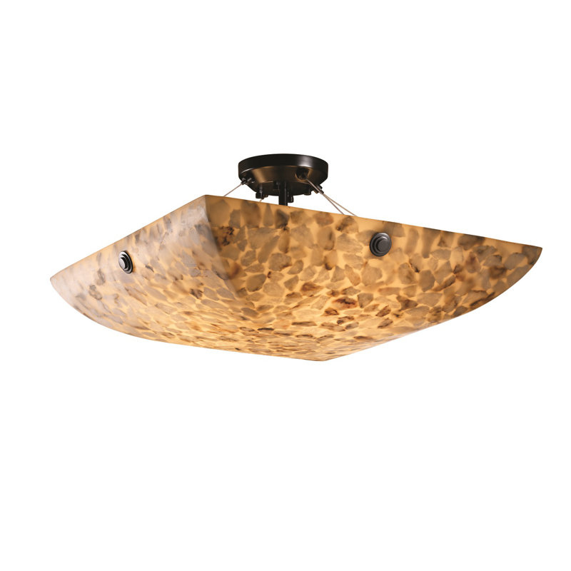 Aude Shaved Alabaster Rocks Cast Into Resin LED Semi Flush Mount
