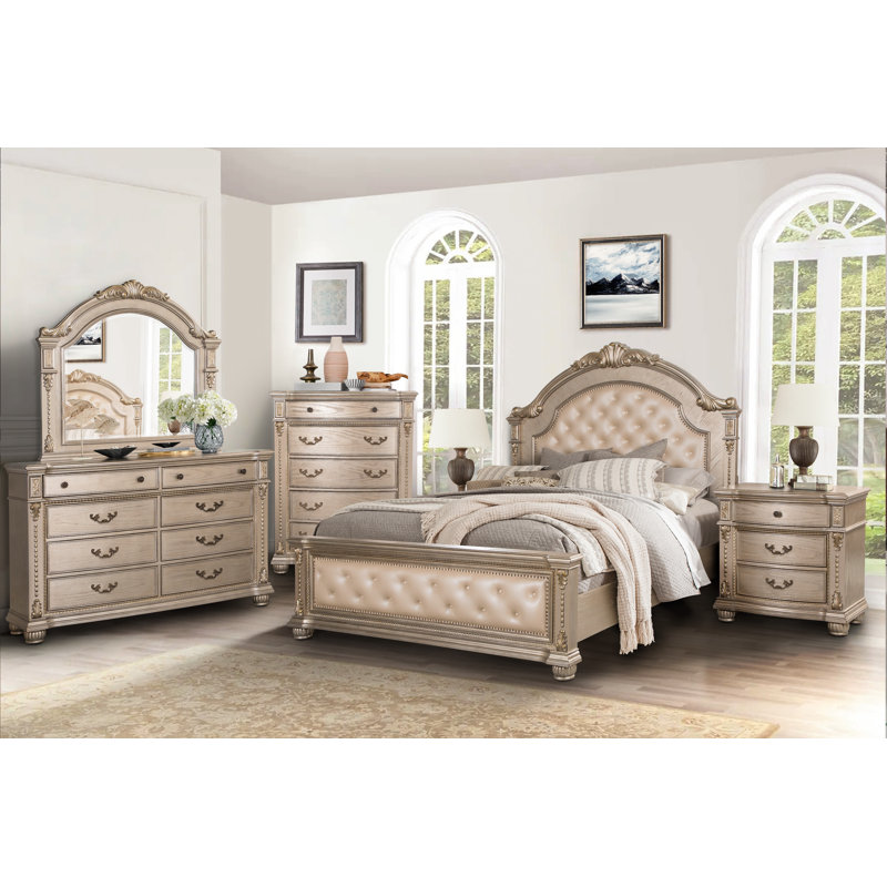Mileyna Ornate Carved 5-Piece Bedroom Set, Queen