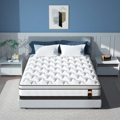 Alwyn Home 12" Cooling Gel Memory Foam Hybrid Mattress,Medium Firm Support, Euro Top Design,CertiPUR-US & CFR1633 Certified