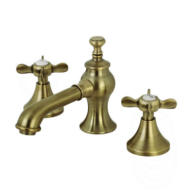 Kingston Brass Essex Two-Handle 3-Hole Deck Mount Widespread Bathroom Faucet with Brass Pop-Up Drain