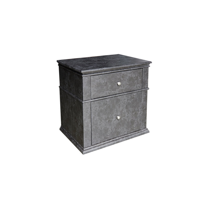 Table de chevet 2 tiroirs Caydn, gris