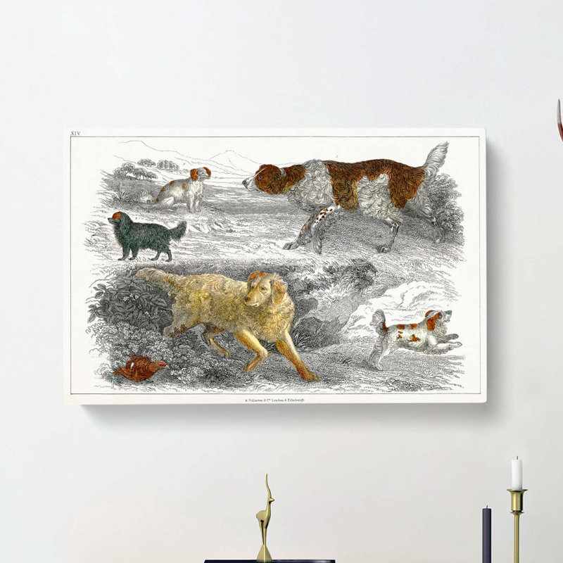 Hunting Dogs by Oliver Goldsmith - Wrapped Canvas Painting, 35cm H x 50cm W x 3cm D