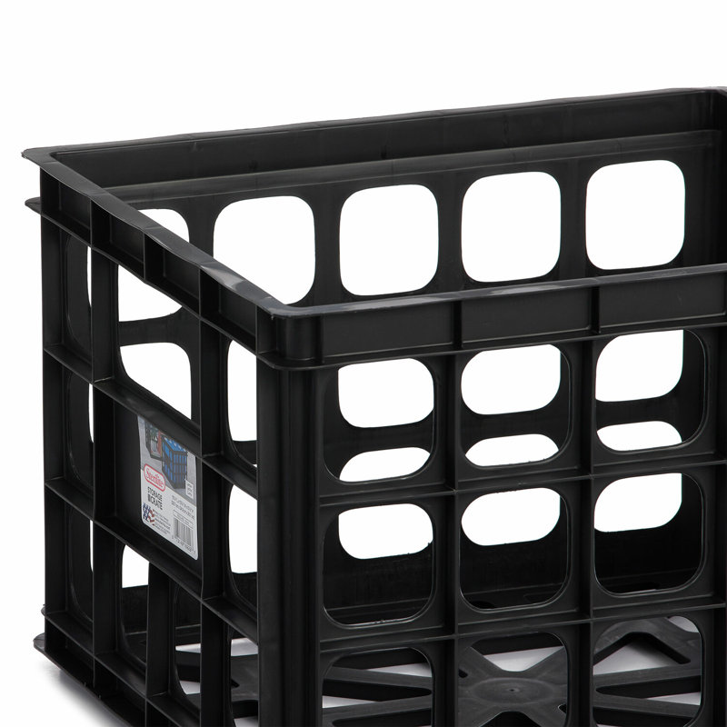 Contenant pour caisse de lait en plastique robuste noir Sterilite, Noir, 12
