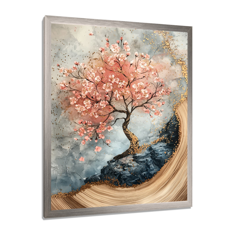 Mobin - art mural floral, Argent argent, H 32 po x l 24 po, Reproduction encadrée d'une seule photo