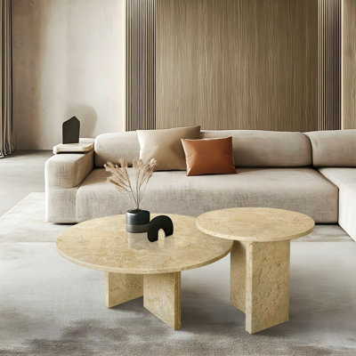 White Natural Marble Coffee Table Set, Small Table, Living Room Table, Natural Stone, Genuine Marble, Real Marble