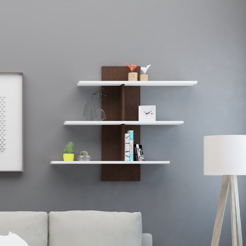 Tablette décorative 3 pièces Croom, Blanc / wengé