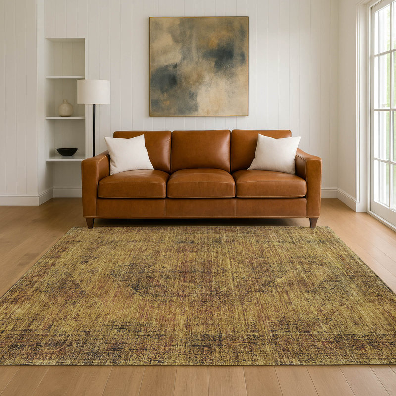 Tapis lavable à la machine intérieur / extérieur ACN2726, Rouille, 8 pi x 10 pi