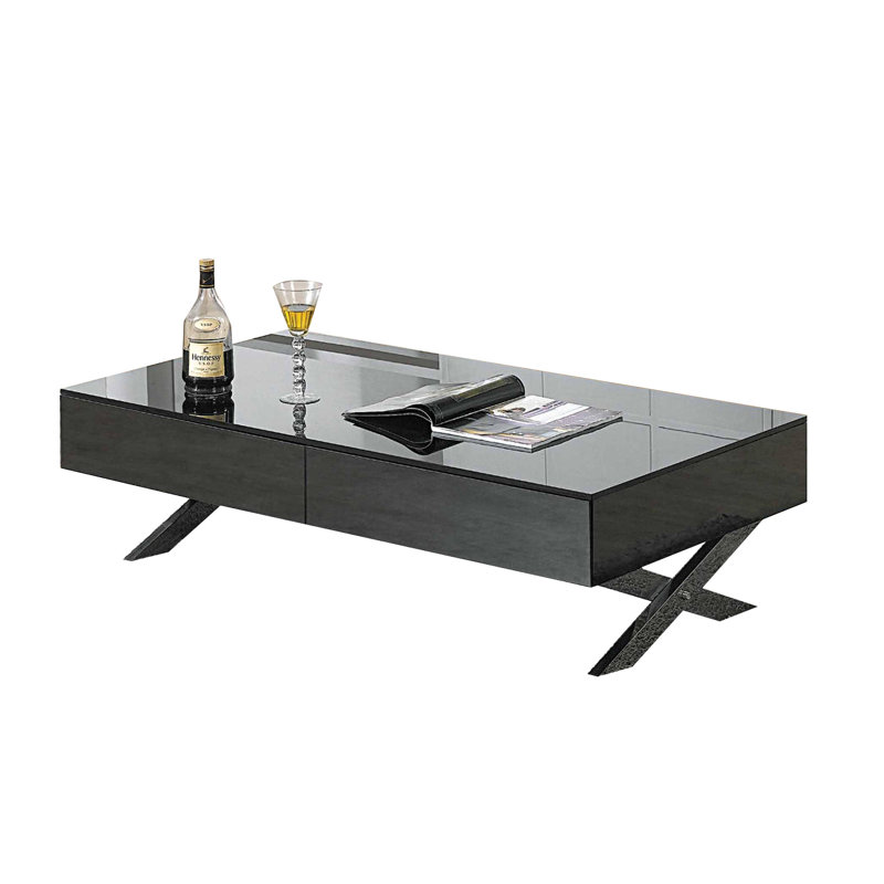 Danville Glass Top Single Coffee Table, Gray, Black