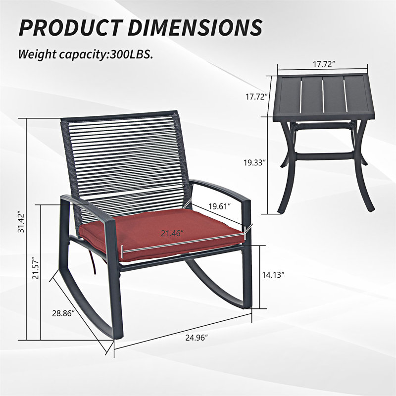 Ensemble de conversation bistro pour 2 personnes, Red