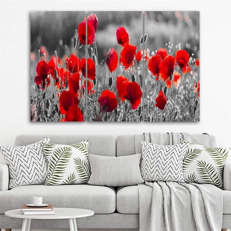 3-tlg. Leinwandbilder-Set Red Poppies