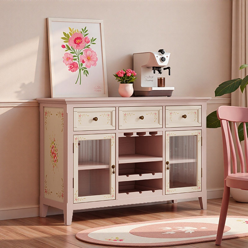Buffet peint de style rétro, Rose