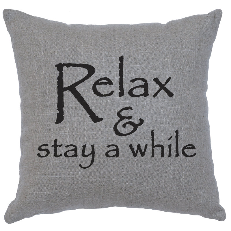 Wooded River Image Pillow - Relax - Linen Gray, Gray