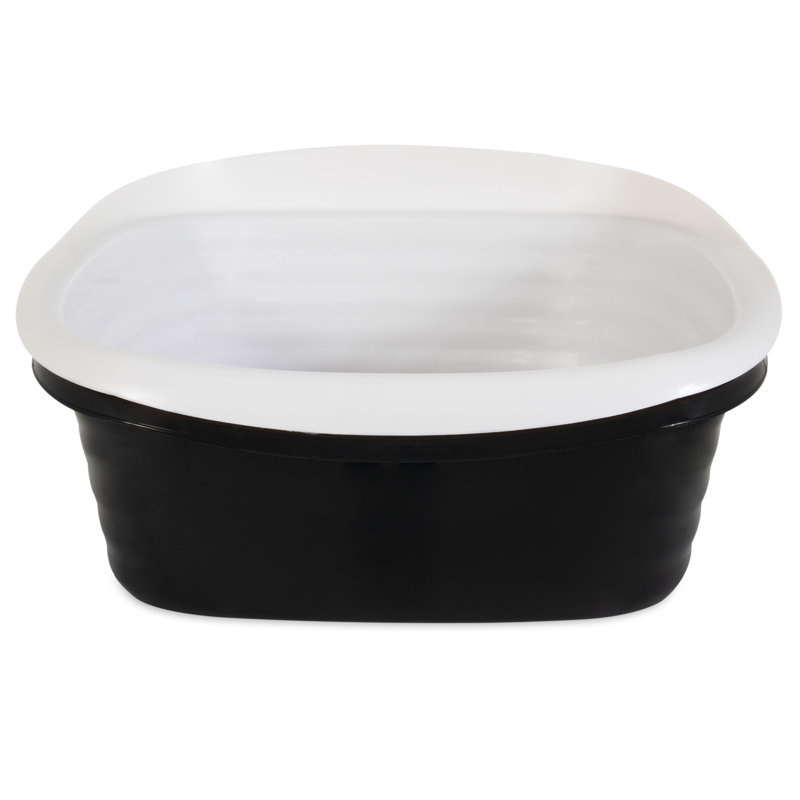 Large Black and White Plastic Sifting Cat Litter Box