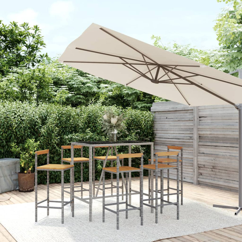 Aeisha 40cm Solid Wood Bar Set, Grey