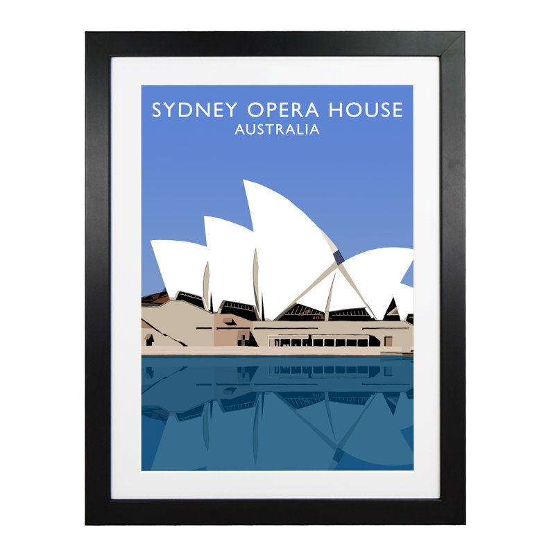 'Sydney Opera House' 1 Piece Wall Art, 54 cm H x 44 cm W x 2.2 cm D, Black Wood Frame