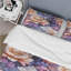Bleu et beige métallique I - ensemble de housse de couette floral - polyester microfibre-1260485129