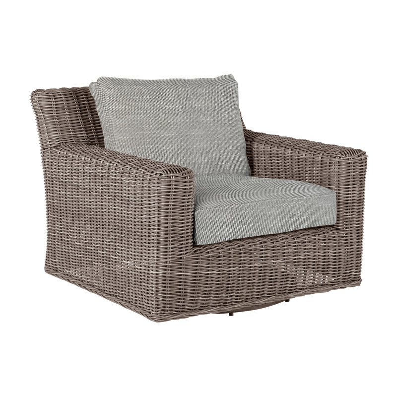 Chaise longue rotative en résine tressée rustique tissée rustique N-Dura (sans haut-parleur), InsideOut® Rollo ‑ lin argent