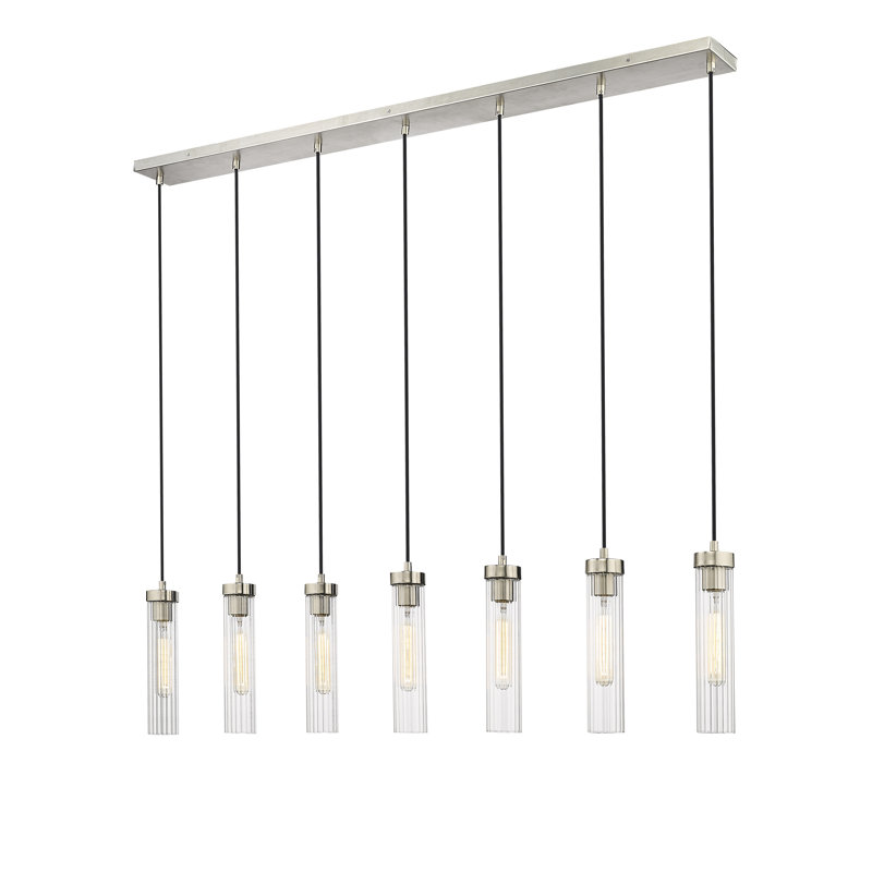 Mortola 7 - Light Steel Dimmable Square / Rectangle Chandelier, Brushed Nickel