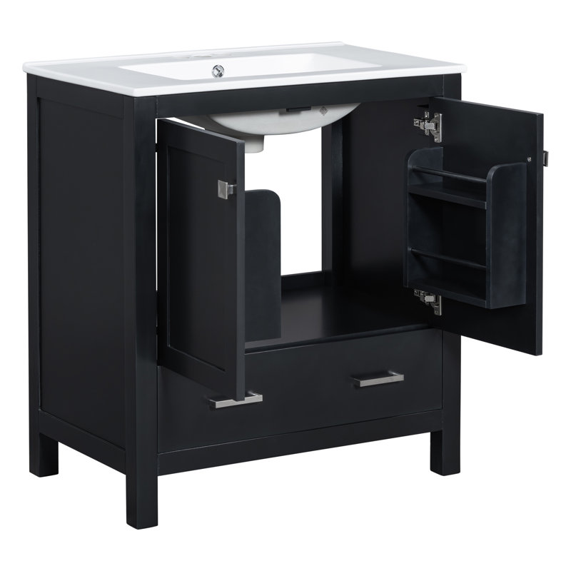Meuble-lavabo 30 po avec lavabo simple, Noir