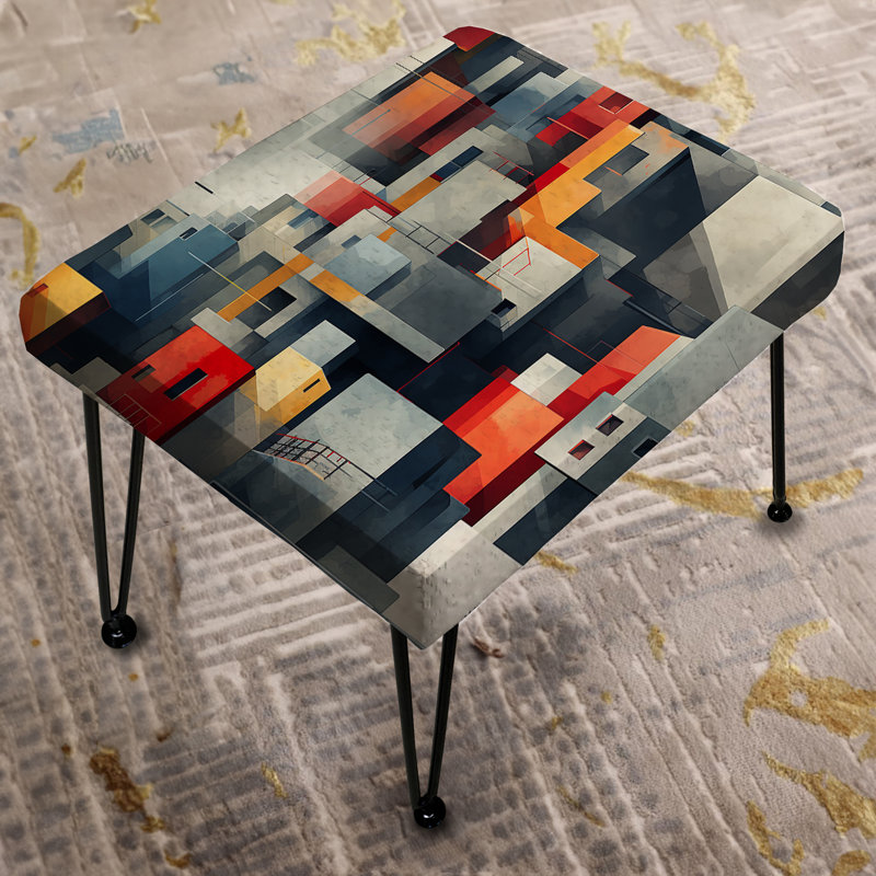 Grey Cubic Striped Wall Pattern - Striped Rectangle Ottoman