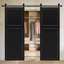 Porte de grange coulissante double en panneau de fibres à densité moyenne noyer noir 2 panneaux 80 po x 30 po Double-136913722-136913798-136913805