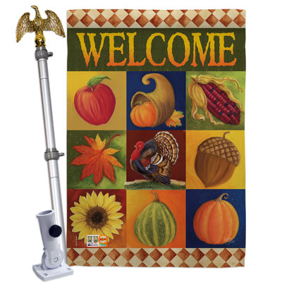 Double Sided 40'' H x 28'' W Polyester Thanksgiving Flag Set
