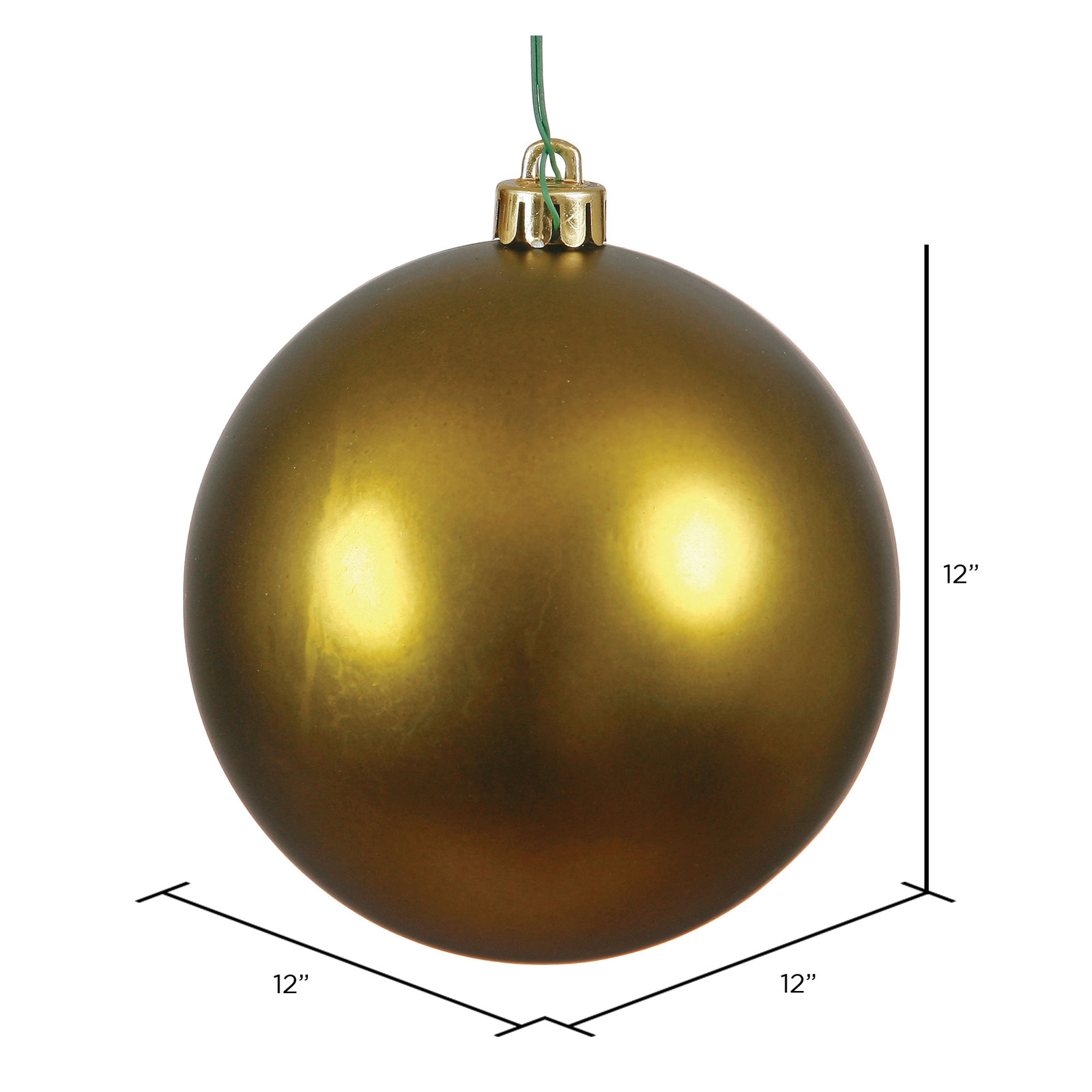 Shatterproof Bauble, 12", Olive Matte
