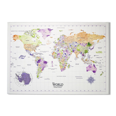 World Map Canvas Wall Art with Push Pin Board – Vintage Style Decorative World Map for Travel Tracking – Ready to Hang Canvas for Home Office or Study