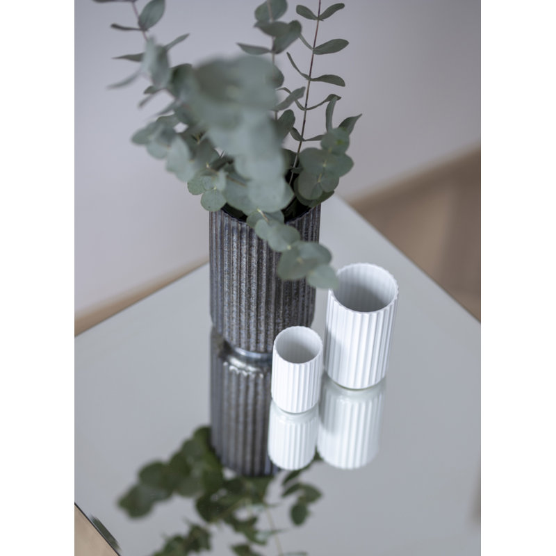 Handmade Glass Table Vase, White, 4.9" H x 2.8" W x 2.8" D