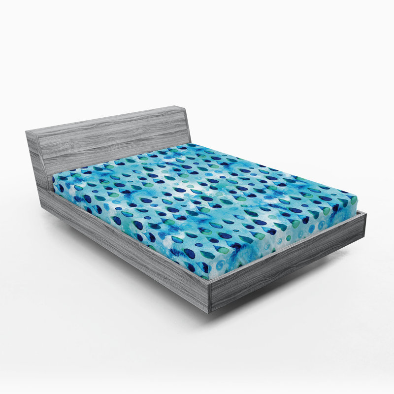 Drap-housse Ambesonne, paquet de 2, Drap-housse de taille très grand, Turquoise / bleu marine abstrait