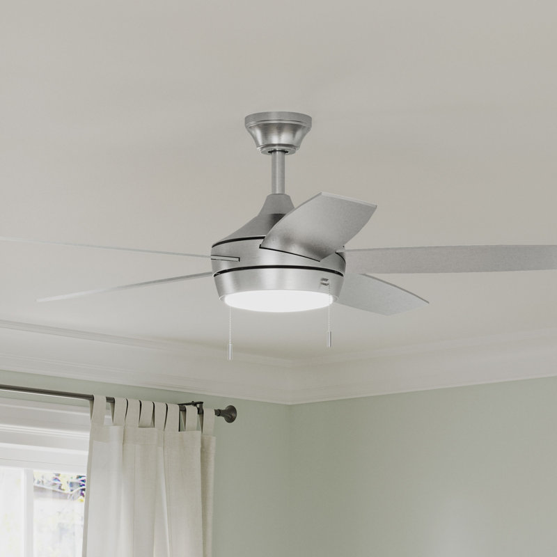 Ventilateur de plafond DEL Nolyn, Nickel brossé, 5 pales