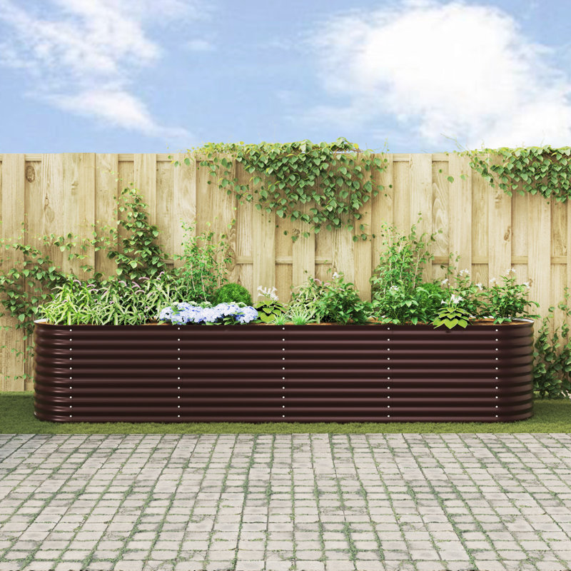 Raised Garden Bed, Brown, 81cm H x 400cm W x 80cm D