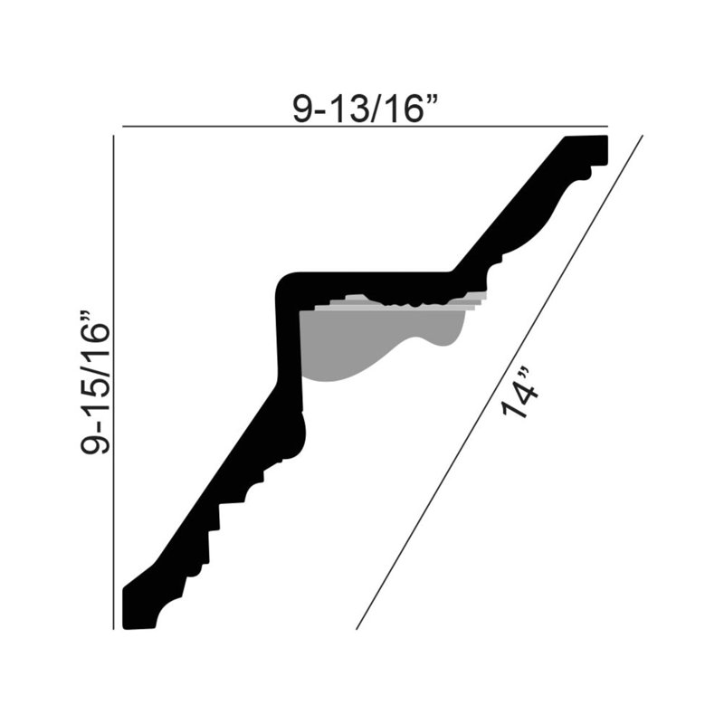 Moulure couronnée en polyuréthane H 4,31 po x l 6 po x P 4,13 po