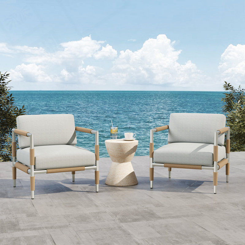 Fauteuil d'extérieur en aluminium avec coussins épais