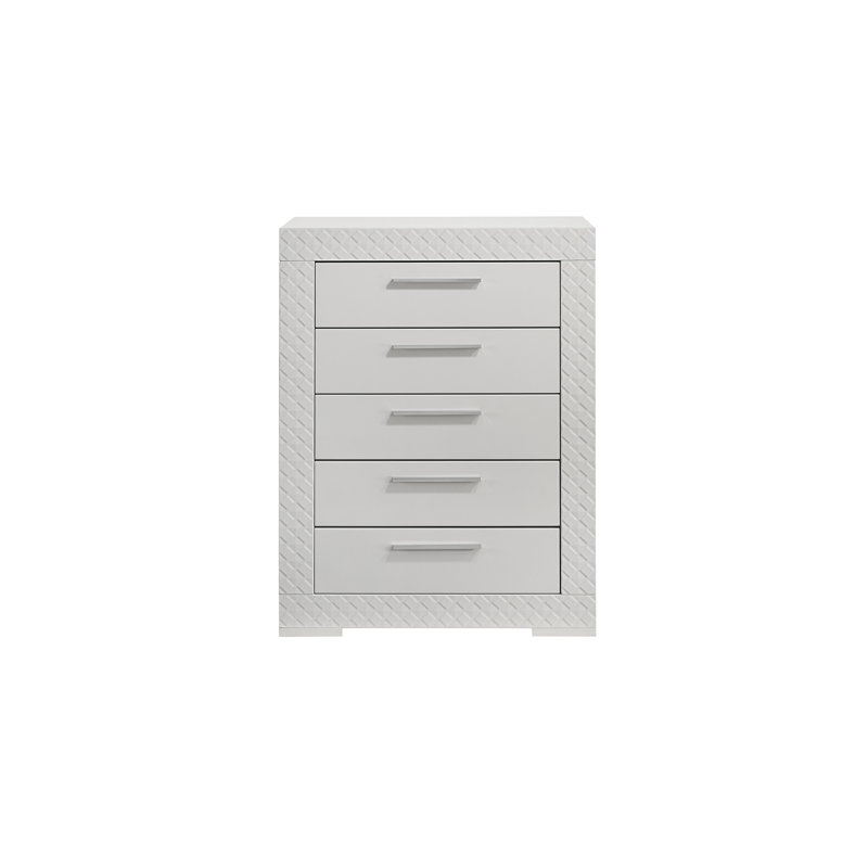 Commode 5 tiroirs en bois blanc Blanca