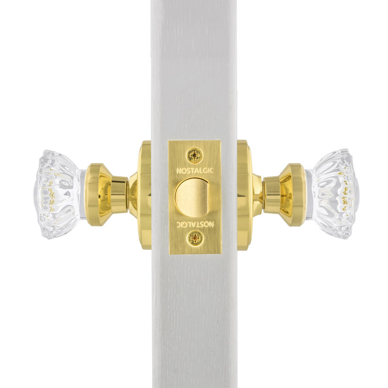 Classic Rosette with Crystal Door Knob, Polished Brass, 2-3/8"