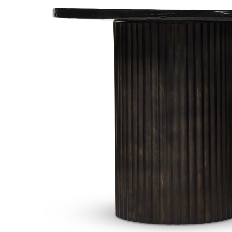 Ruben Glass End Table, Moss Cast Glass Top/Rustic Brown Base