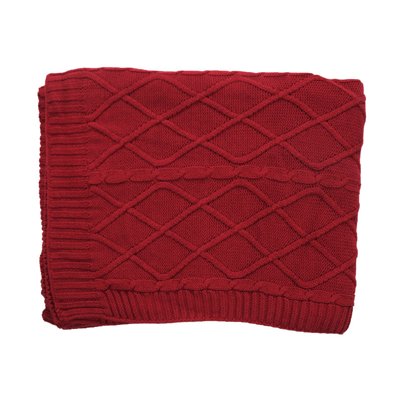 Knitted Throw Blanket, Red