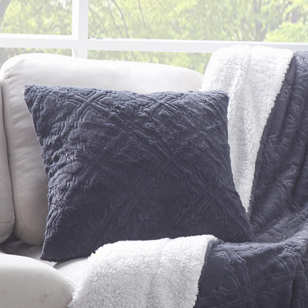  Diamond Trellis Faux Fur Throw Pillow Cover Tache Home Fashion 