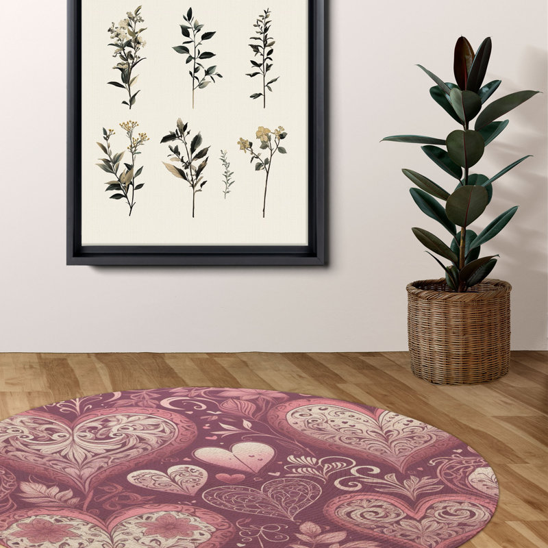 Tapis tressé cœur-rose, Rond 5 pi